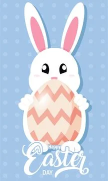 Isolated cute rabbit holding an easter egg Happy easter Vector 库存插图