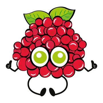 Isolated cute raspberry cartoon character Vector Stock Illustration