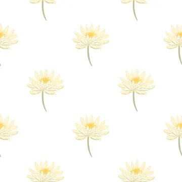 Isolated cute seamless flora pattern with white colored daisy flowers element Stock Illustration