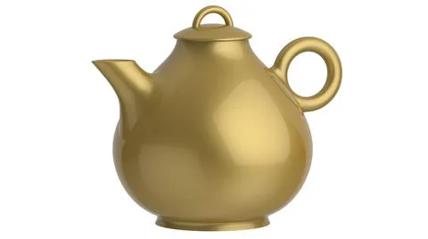 Isolated cute teapot ceramic for tea time 3d illustration render beverage yellow Stock Illustration