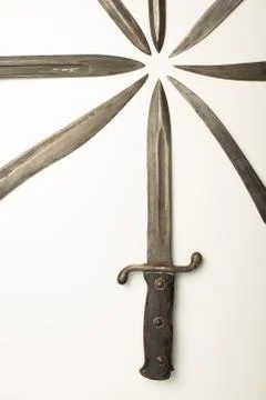 Isolated dagger with assorted blades of weapons Stock Photos