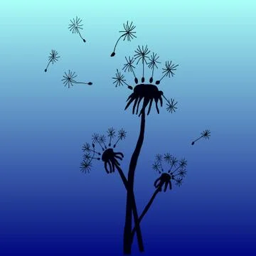 Isolated dandelions on gradient background Stock Illustration