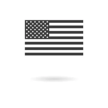 Isolated dark grey icon for greyscale USA flag (official proportions)  on whi Stock Illustration