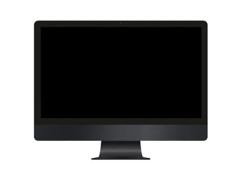 Isolated dark grey professional computer and black blank screen Stock Illustration