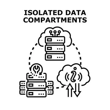 Isolated data compartments on cloud computer servers Stock Illustration