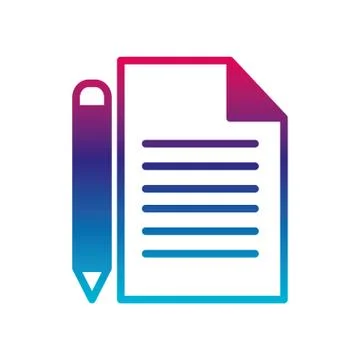 Isolated data document and pencil gradient line style icon vector design Illustrazione stock