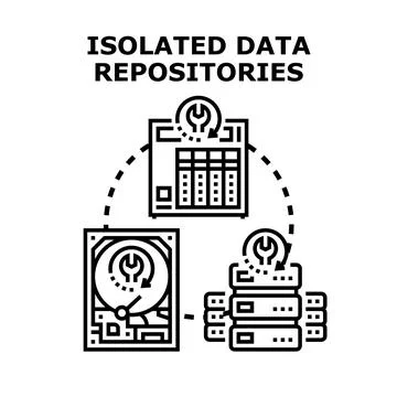 Isolated data repositories requiring system maintenance and repair Stock Illustration