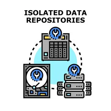Isolated data repositories requiring system maintenance and repair Stock Illustration