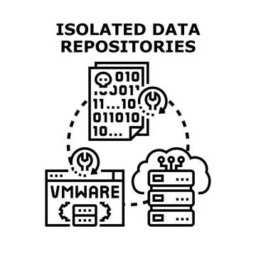 Isolated data repositories securing information technology infrastructure Stock Illustration