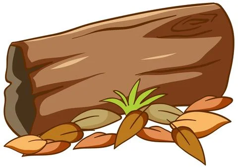 Isolated decayed timber with leaves Stock Illustration