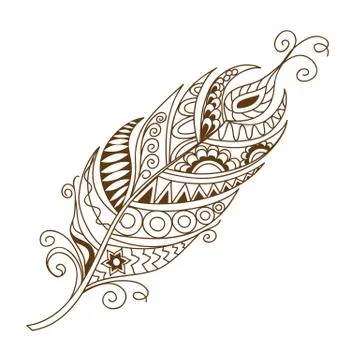 Isolated decorated feather in the boho style Stock Illustration