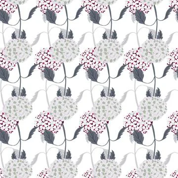 Isolated decorative floral seamless pattern with hydrangea flowers ornament.  스톡 일러스트