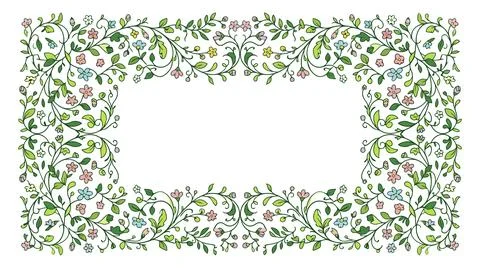 Isolated decorative green leafy frame border Stock Illustration