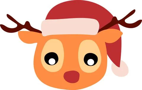 Isolated deer head in a Christmas hat on a white background Stock Illustration