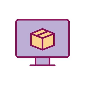 Isolated delivery box inside computer line and fill style icon vector design Stockillustratie