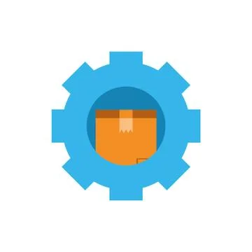 Isolated delivery box inside gear vector design イラスト素材