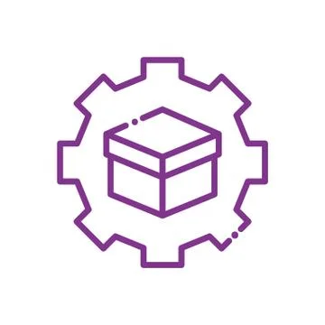 Isolated delivery box inside gear line style icon vector design Illustrazione stock