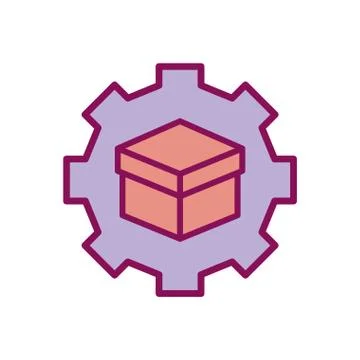 Isolated delivery box inside gear line and fill style icon vector design Illustrazione stock