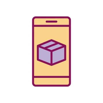 Isolated delivery box inside smartphone line and fill style icon vector design Illustrazione stock