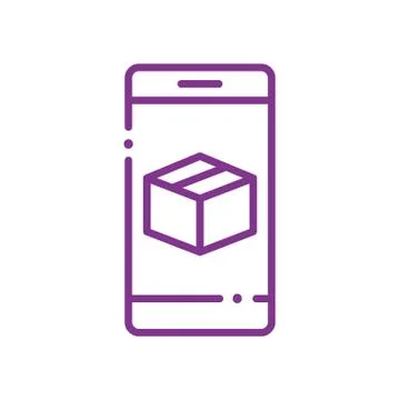 Isolated delivery box inside smartphone line style icon vector design Illustrazione stock