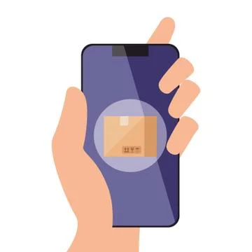 Isolated delivery box inside smartphone vector design Illustrazione stock