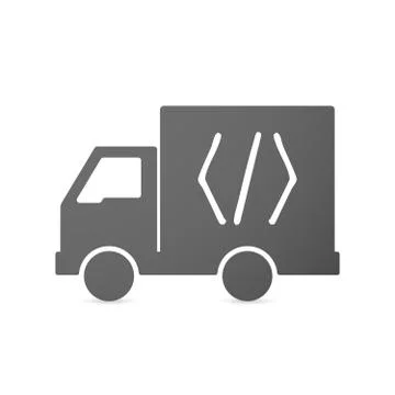 Isolated delivery truck icon with a code sign Stock Illustration