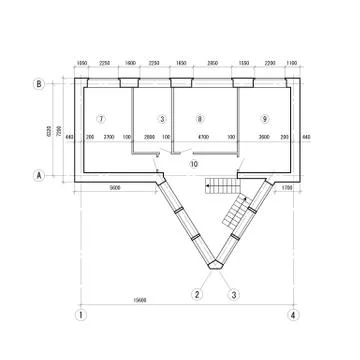 Isolated design for a building on white background. Engeneering line draft of Ilustración de archivo