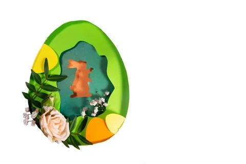 Isolated design for the holiday Happy Easter. Paper art Stock Photos