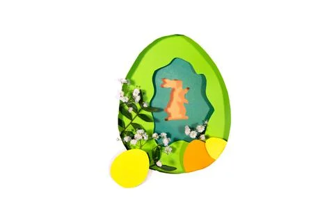 Isolated design for the holiday Happy Easter. Paper art Stock Photos