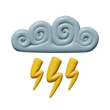 Isolated design of yellow 3d lightning strike Stock Illustration