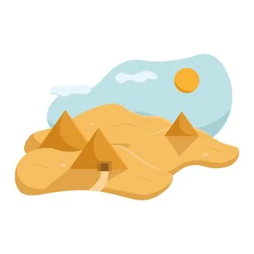 Isolated dessert landscape with pyramids Vector Stock Illustration