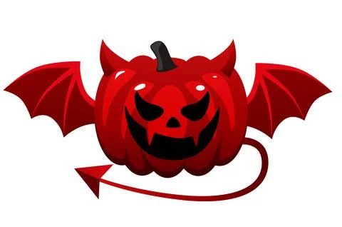 Isolated devil halloween pumpkin with wings Stock Illustration