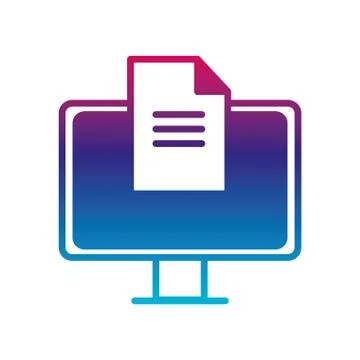 Isolated digital computer and document gradient line style icon vector design Ilustración de archivo