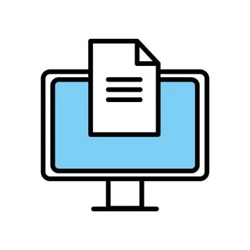 Isolated digital computer and document line and fill style icon vector design Ilustración de archivo