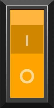 An isolated, digitally illustrated light switch stands vertically with an o.. Stock Illustration