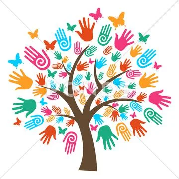 Isolated diversity tree hands Stock Illustration