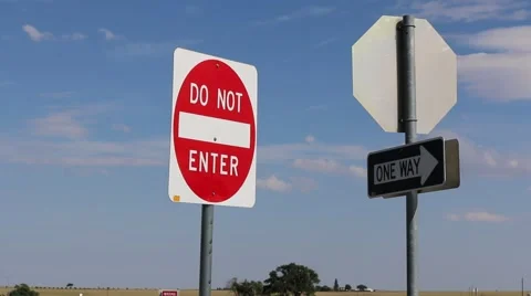 Isolated Do Not Enter and One Way Road Signs Stock Footage 54418538