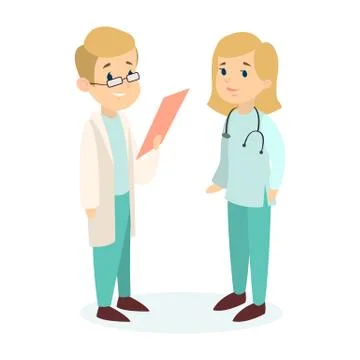 Isolated doctors couple. Stock Illustration