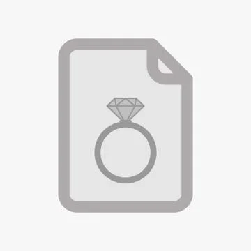 Isolated document with an engagement ring Stock Illustration