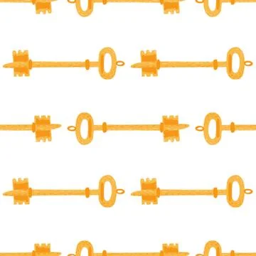 Isolated doodle seamless privacy pattern with gold keys ornament. Victorian s Stock Illustration