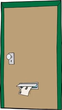 Isolated door with mail Stock Illustration