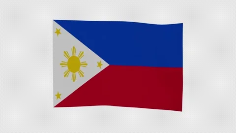 Isolated Drifting Philippines National Flag Loop Alpha Channel Stockbeeldmateriaal 343064341