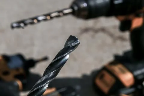 The Isolated Drill Bits At the Construction Site Stock Photos