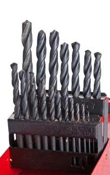 Isolated drills in box Foto stock