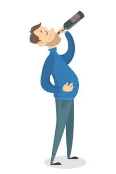 Isolated drunk man. Stock Illustration