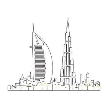 Isolated Dubai cityscape Stock Illustration