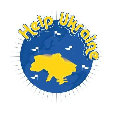 Isolated earth globe with the map of Ukraine Help Ukraine Vector Illustrazione stock