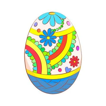 Isolated Easter egg, colorful stylization. Cute cartoon vector easter egg  Stock Illustration
