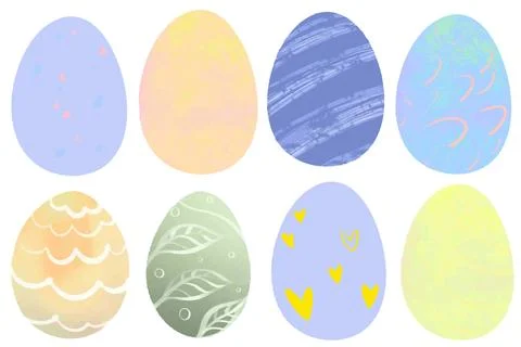 Isolated Easter eggs, Happy Easter day clip art for your design Stock Illustration