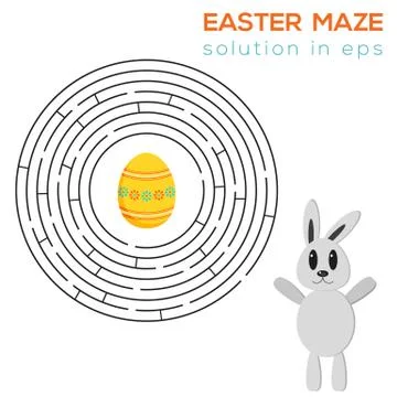 Isolated Easter maze (with solution in eps) Stock Illustration